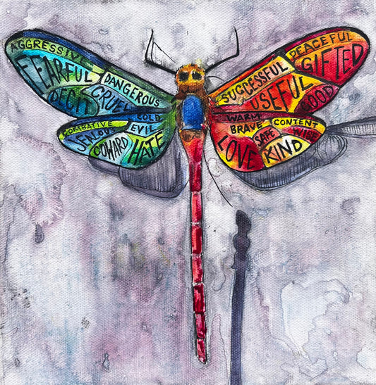 Dragonfly - Opposing Forces - Original Watercolor Painting