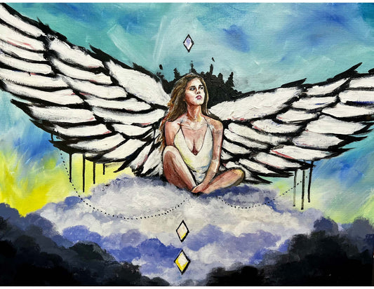 Guardian Angel - 22"x28" - Original Watercolor and Acrylic on Canvas