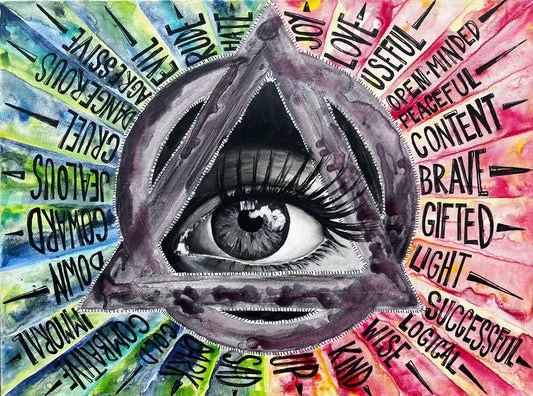 All Seeing Eye - Opposing Forces - Original Watercolor Painting