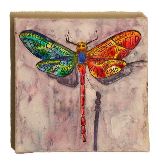 Opposing Forces Dragonfly - 8"x8" - Orignial Watercolor Painting