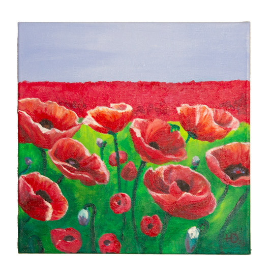 Red Poppies - 12"x12" - Original Acrylic on Canvas