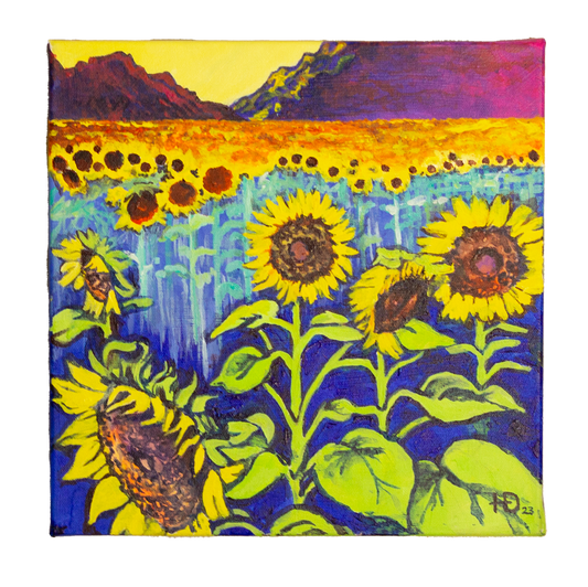 Sunflower Field - 12"x12" - Original Acrylic on Canvas