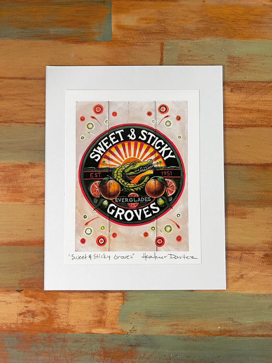 Signed Art Print - Sweet & Sticky Groves - Vintage Citrus Label